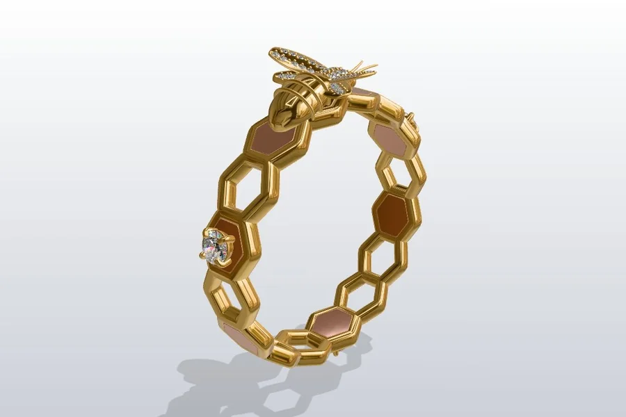 Honeycomb bee ring