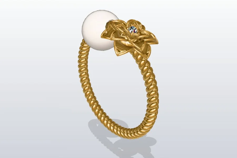 Rose-and-pearl ring